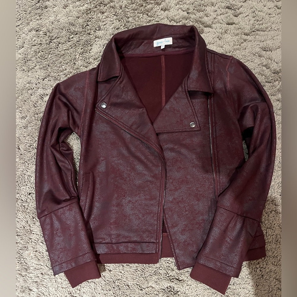 NWOT-Grace & Lace Moto jacket, size small never worn, Bordeaux color